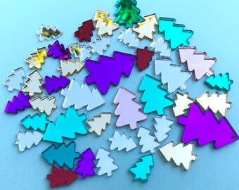 Laser Cut Mirror Acrylic Christmas Trees (pack of 6)