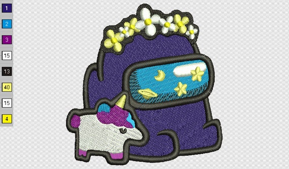 among us unicorn 8 3 sizes machine embroidery design etsy