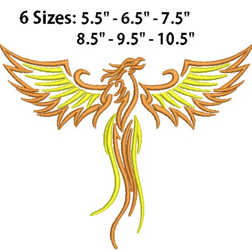 Phoenix Machine Embroidery Design Instantly Download Etsy