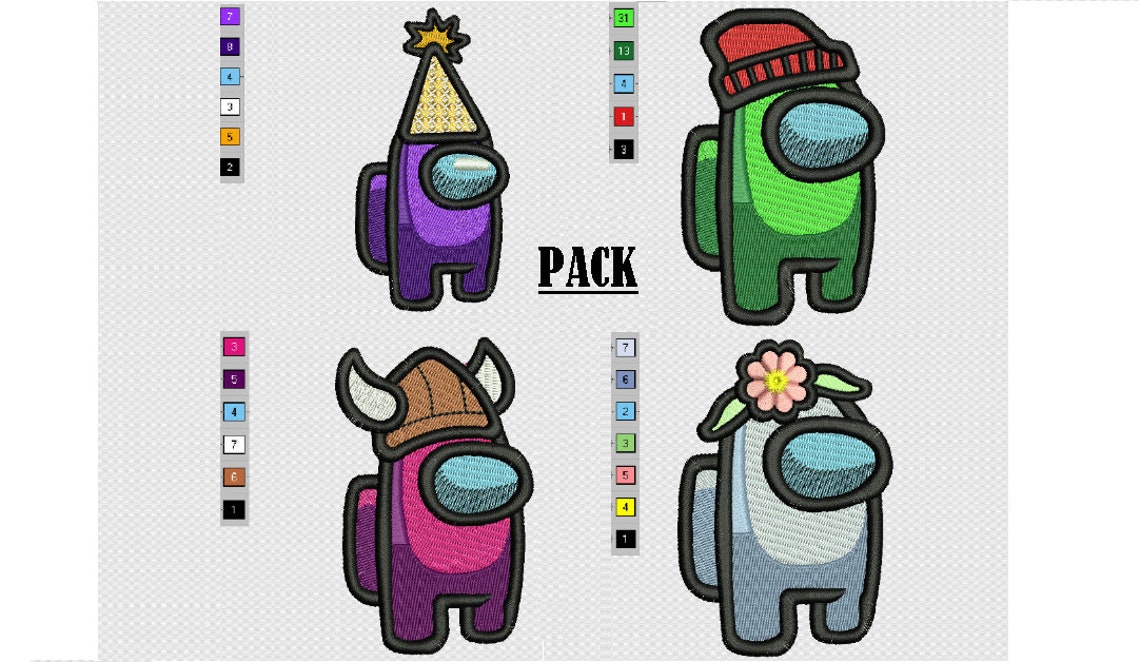 Among us pack 3 3 sizes machine jessecmault design  etsy
