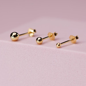 Three Ball Stud Earrings Set (3 PCS) • Trio Sphere Tiny Gold Beaded Earrings • Minimalist Jewelry • Perfect Everyday Earrings