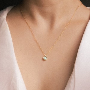 Minimalist Opal Necklace, 925 Sterling Silver, Libra Birthday Gift, October Birth Stone, Dainty White Opal Pendant, Perfect Gift For Her
