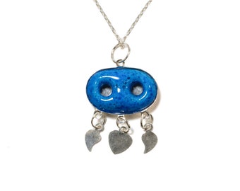Collar contra el mal de ojo - Talismán asirio hecho a mano, colgante de turquesa y plata, cadena de plata, accesorio histórico mítico de la antigua civilización