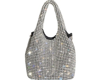 Diamond Night Out Bag, Shiny Cristal Bag,  Wedding Bag, Rhinestones Evening Clutch, Bucket Crystal Bag