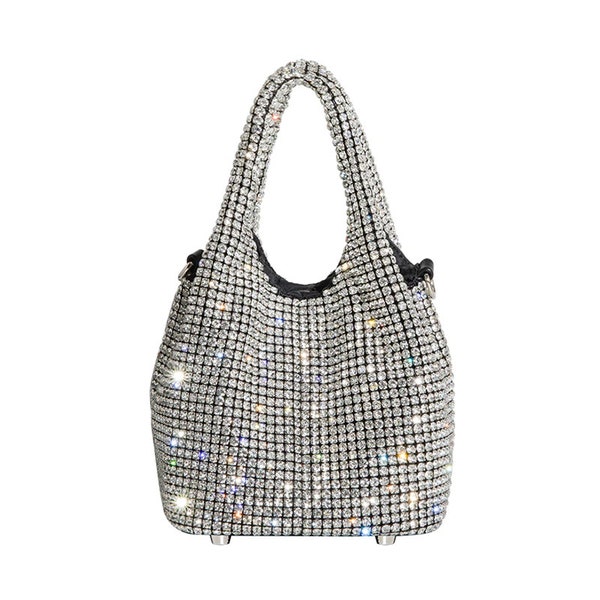 Diamond Night Out Bag, Shiny Cristal Bag,  Wedding Bag, Rhinestones Evening Clutch, Bucket Crystal Bag