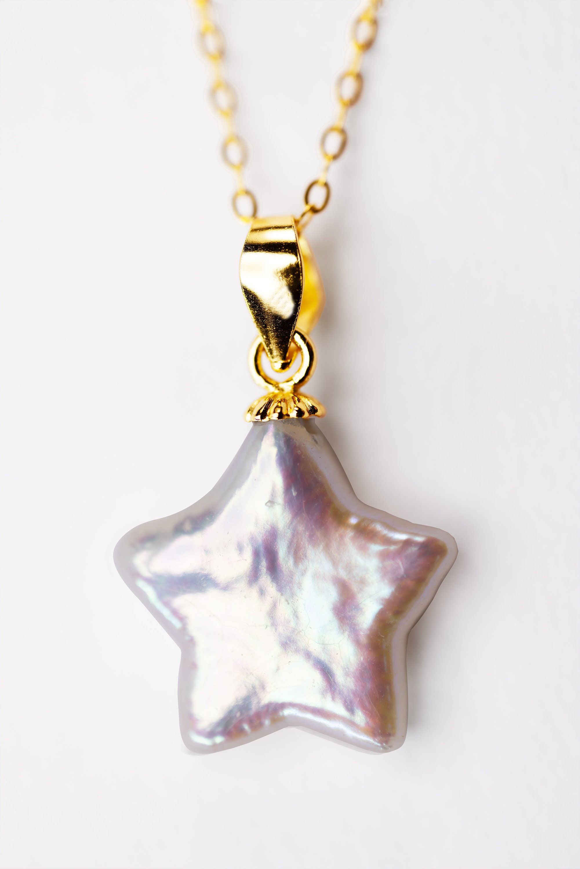 Aurora Pearl Star Necklace, Genuine Freshwater Baroque Pearl