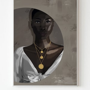 African American Art | Black Girl Art | Woman Painting | | Printable Wall Décor | Mid Century | African Woman Art | Oil Paint | Digital Art