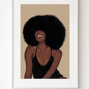 Afro Art | Black Girl Art | Woman Painting | Boho Female Art | Printable Wall Décor | Mid Century | African Woman Art | Oil Paint Print