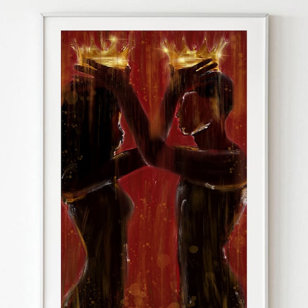 King & Queen | Black Art | Abstract Painting | People Painting | Power Couple | African American Art | Black Love | Printable Wall Art