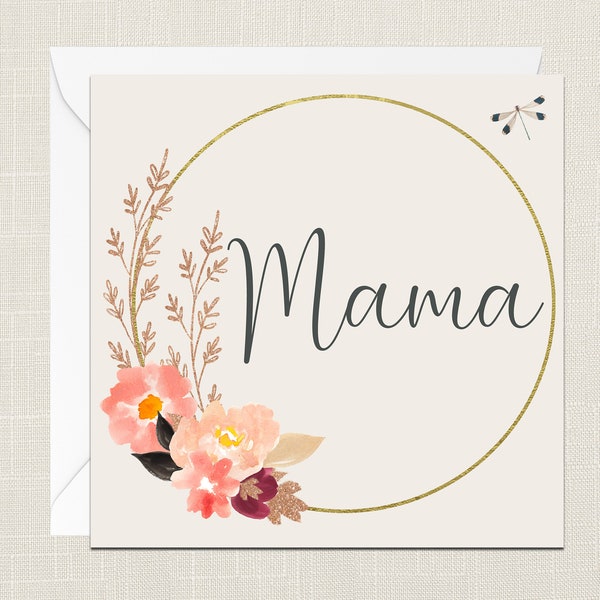 Carte de vœux de maman avec enveloppe - Cartes pour elle - Cadeaux pour elle - Joyeuse fête des mères - Anniversaire - Fleurs - Couronne florale - Espagnol