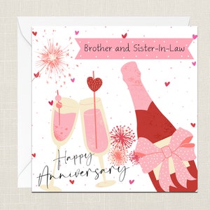 Carte de vœux joyeux anniversaire de frère et belle-sœur avec enveloppe - Pour elle - Célébration - Anniversaire de mariage - Champagne Love