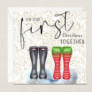On Our First Christmas Together Greetings Card with Envelope - Xmas - Merry Christmas - Partner - 1st - Boyfriend Girlfriend Wife Husband