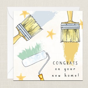 Félicitations pour votre nouvelle carte de vœux avec enveloppe - Maison déplacée - Carte juste pour dire - Nouvelle maison - Cadeaux pour ami - Pinceaux