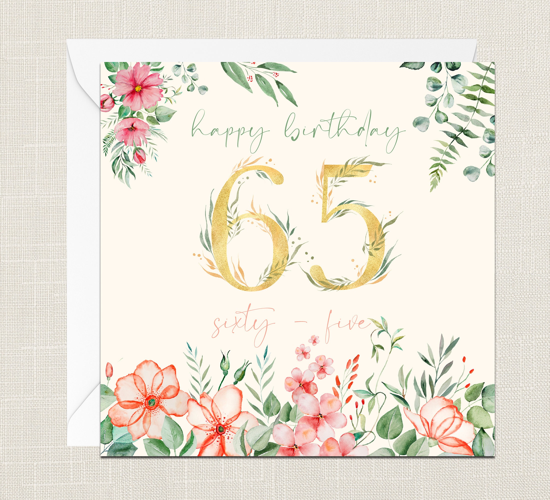 Birthday Card with Envelope 65th