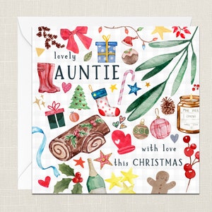 Linda Tia Com Amor Este Cartão De Saudações De Natal Com Envelope - Feliz Natal - Boas Festas - Festivo - Joyeux Noel - Aunty Doodles