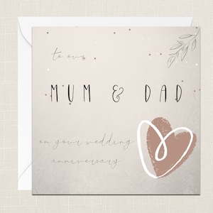 A nostra madre e papà il biglietto d'auguri per il tuo anniversario di matrimonio con busta - Celebrazione - Buon anniversario - Congratulazioni
