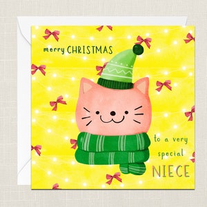 Frohe Weihnachten an eine ganz besondere Nichte Grußkarte mit Umschlag - Frohe Weihnachten - Frohe Feiertage - Festlich - Kinder Kinder - Katze Kitty