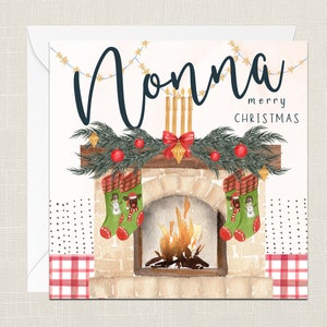 Nonna Frohe Weihnachten Grußkarte mit Umschlag - Merry Xmas - Happy Holidays - Festlich - Joyeux Noel - Baum - Nonno - With Love