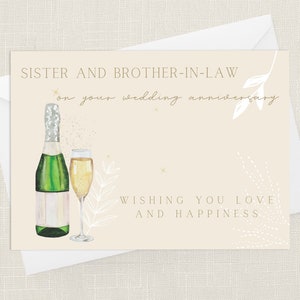 Biglietto di auguri per la sorella e il cognato dell'anniversario felice con busta - Per lei - Celebrazione - Anniversario di matrimonio - Congratulazioni