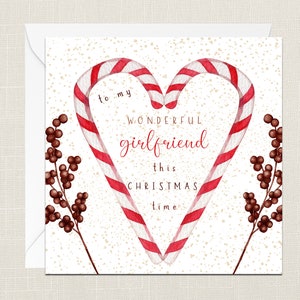 To My Wonderful Girlfriend This Christmas Time Greetings Card with Envelope - Merry Xmas Card - Happy Holidays - Partner Wife Girl Friend