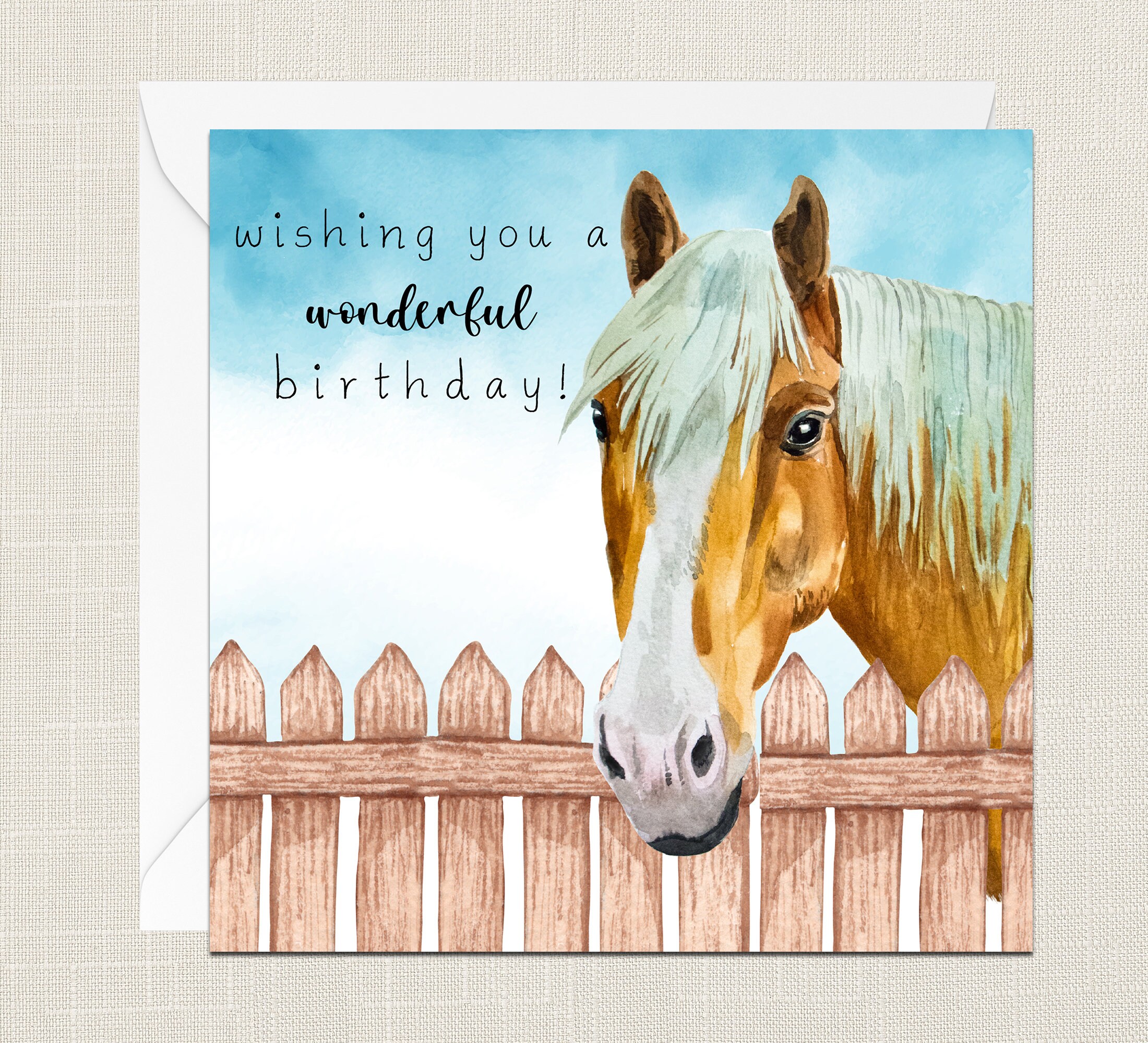 Happy Birthday Horse Themed Greetings Card With Envelope Etsy