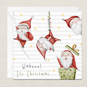 Wahooo It es Christmas Grußkarte mit Umschlag - Frohe Weihnachten - Frohe Feiertage - Festlich - Joyeux Noel - Weihnachtsmann - Weihnachtsmann