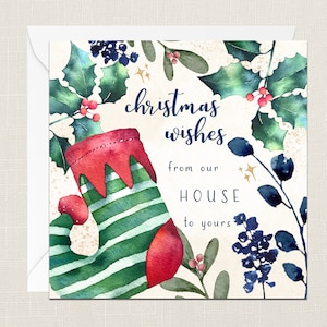 Kerstwensen van ons huis naar de jouwe Wenskaart met envelop - Boom - Kerstmis - Fijne feestdagen - Feestelijk - Vrolijk - Joyeux Noel