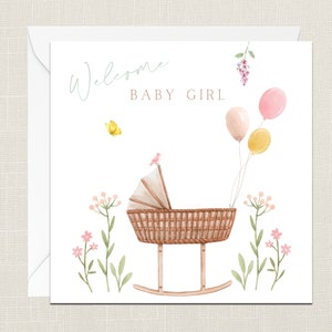 Bienvenue bébé fille carte de voeux avec enveloppe - carte de naissance - carte de baptême - carte bébé garçon - nouveau né - bienvenue dans le monde