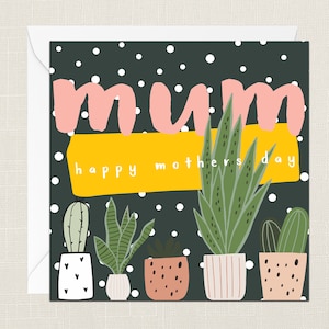 MAMAN Bonne fête des mères! Carte de vœux avec enveloppe - Pour elle - Cadeaux pour maman - Plantes - Jardinage en serre - Illustration - Doodle