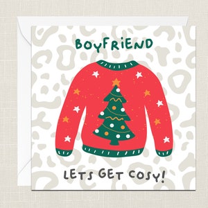 ¡Novio deja que te pongas acogedor! Tarjeta de felicitación con sobre - Feliz tarjeta de Navidad - Felices fiestas - Jersey de Navidad - Novia amiga