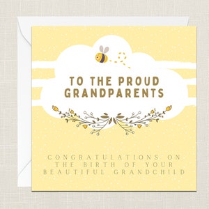 Aux grands-parents fiers de la naissance de votre petit-enfant carte de voeux avec enveloppe - carte de naissance - carte de baptême - nouveau-né