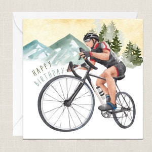Happy Birthday Grußkarte mit Umschlag - Geburtstagskarte - Geschenk für Ihn - Karten Ihn einfach zu sagen - Männlich - Fahrrad fahren - Rennrad fahren