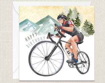 Happy Birthday Greetings Card with Envelope - Birthday Card - Gift for Him - Cards Him Just To Say - Male - Biking Bike - Racing Cycling
