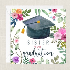 Tarjeta de felicitación de graduación para mi hermana con sobre - Tarjetas para ella y para él - Celebración - Universidad - ¡Bien hecho! - ¡Orgullosa de ti!