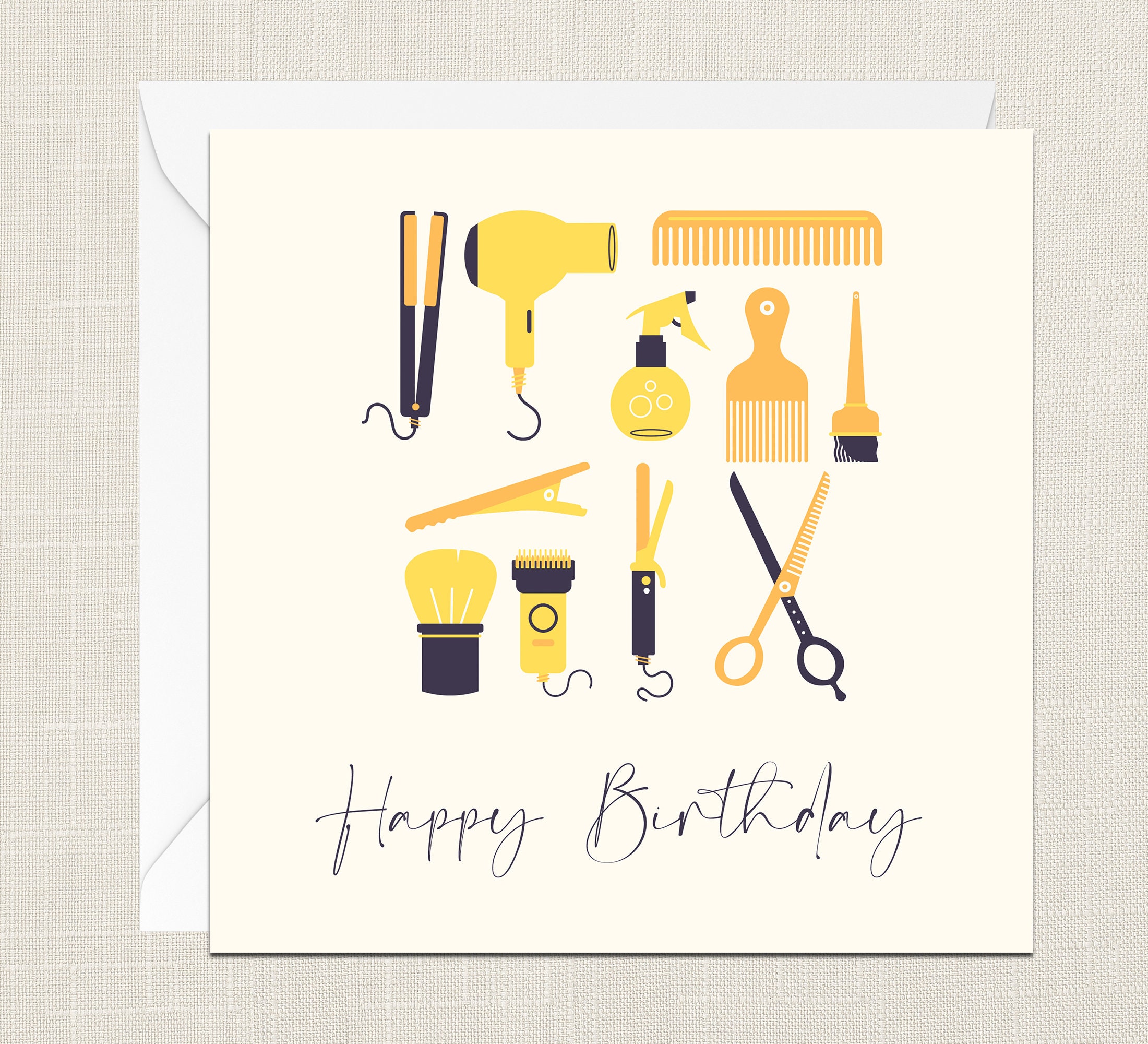 Happy Birthday Hairdressers Theme Greetings Card With Envelope Etsy