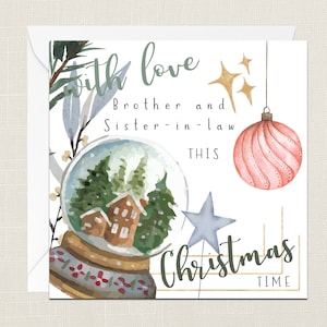 Avec amour, frère et belle-sœur cette carte de voeux de temps de Noël avec enveloppe - joyeux Noël - joyeuses fêtes - festif - joyeux Noël