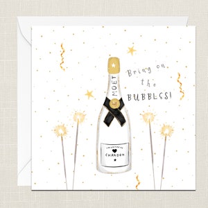 Bring On The Bubbles! Biglietto di auguri con busta - Biglietto di compleanno - Lei - Regali Amico - Gin Celebration - Cocktail Champagne - Amici
