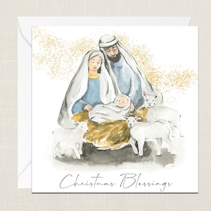 Weihnachtssegen Grußkarte mit Umschlag - Frohe Weihnachten Frohe Weihnachten - Religiöse christliche Weihnachten - Heilige Kirche - Christentum