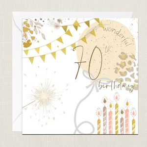 Meraviglioso biglietto di auguri floreali per il 70 ° compleanno con busta - biglietto di compleanno - biglietti i suoi regali per l'amico - Fiori eleganti - 70 ° 70