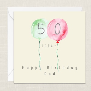 50 heute alles Gute zum Geburtstag Papa Grußkarte mit Umschlag - Geburtstagskarte - Vater - 50. Geburtstag - Feier Karte - fünfzig heute - Papa