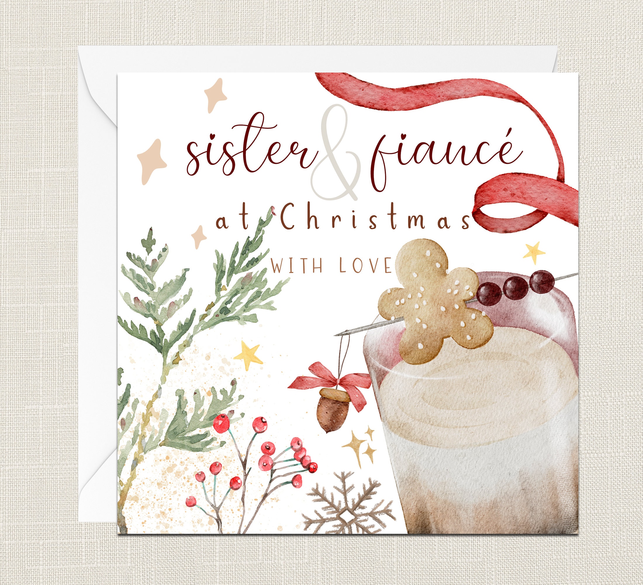 Sister and fiance christmas card Clearance