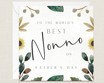 Tarjeta de felicitación con sobre para el mejor abuelo del mundo en el Día del Padre - Tarjetas para él - Regalos para papá - Flores florales - Papá - Abuelo