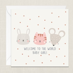Welcome To The World Baby Greetings Card avec enveloppe - Carte de naissance - Carte de baptême - Carte bébé garçon - Carte bébé fille - Nouveau-né