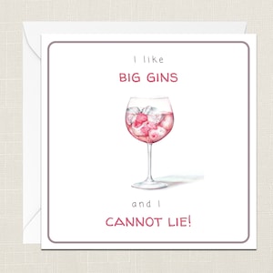 Me gustan las ginebras grandes y no puedo mentir tarjeta de felicitación con sobre - tarjeta de cumpleaños - regalo para ella - tarjetas él - sólo para decir - mujer - ginebra rosa