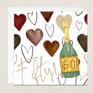 Cinquante! Carte de vœux avec enveloppe - Joyeux 50e anniversaire - Carte d’anniversaire - Cartes pour elle - Cinquante - Célébration - 50 - Belle-sœur Maman Nan