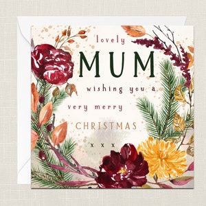 Liebes Mutter wünscht Ihnen eine sehr frohe Weihnachten Grußkarte mit Umschlag - Weihnachtskarte - frohe Weihnachten - frohe Feiertage - festlicher Kranz