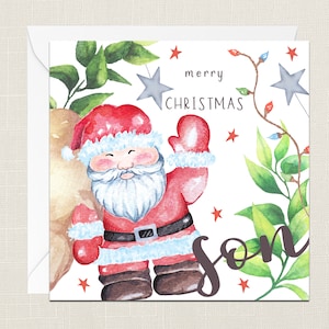 Merry Christmas Son Greetings Card with Envelope - Merry Xmas - Happy Holidays - Festive - Joyeux Noel - Childrens Kids - Snowman - Daughter