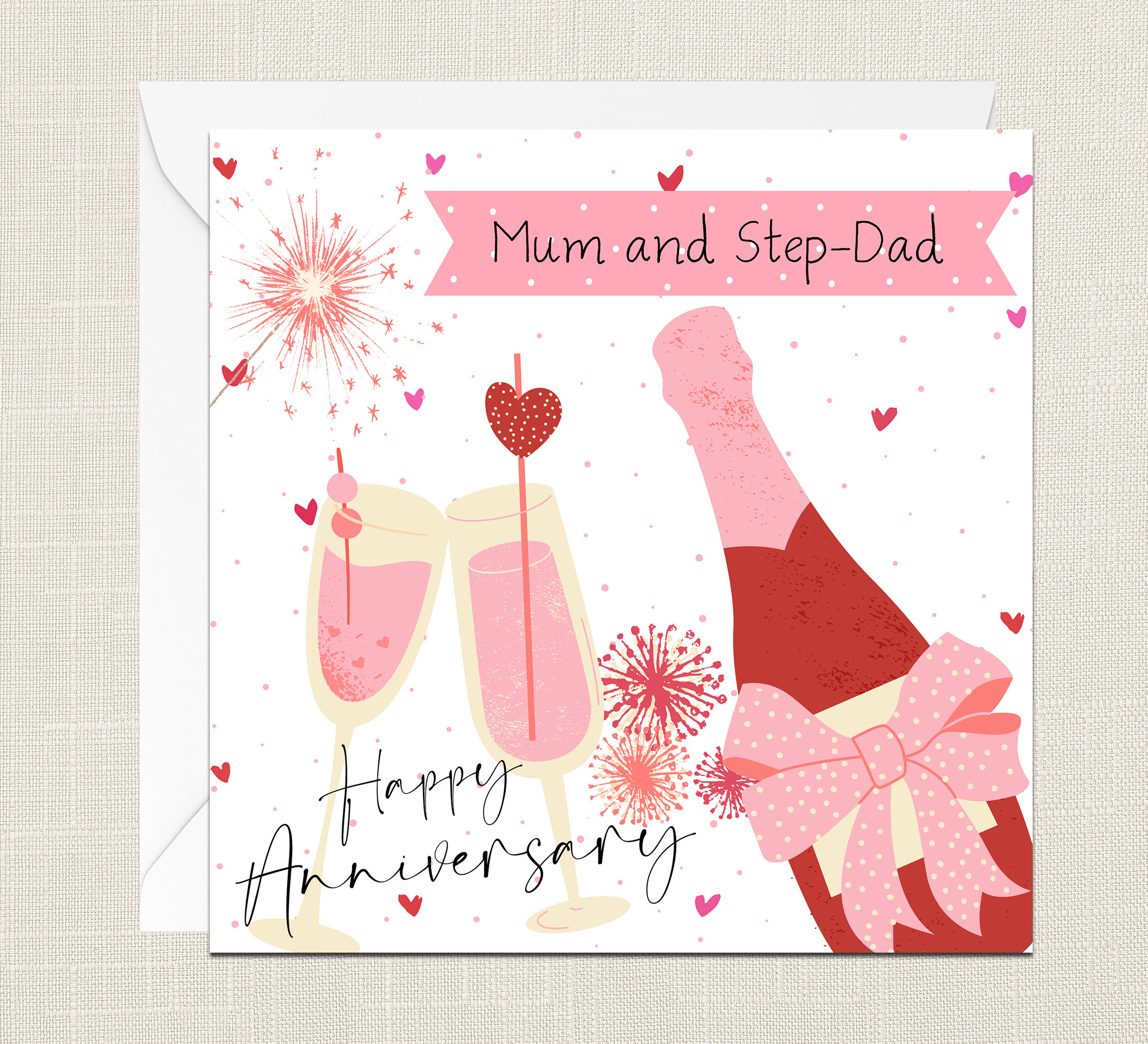 Hochzeitstagskarte Für Mama & Papa – Champagner & Rose Design – Mit Goldfolie & Umschlag