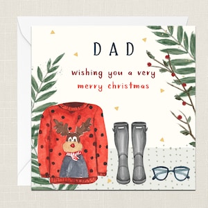 Papà che ti augura un biglietto di auguri di Natale molto allegro con busta - Biglietto di Natale - Buon Natale - Buone Feste - Festive Jumper