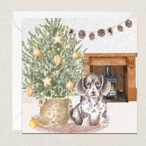 Weihnachts-Dackel Grußkarte mit Umschlag - Karten für Sie Ihn - Happy Mothers Day - Vom Hund - WurstHund - Welpe Welpe Xmas